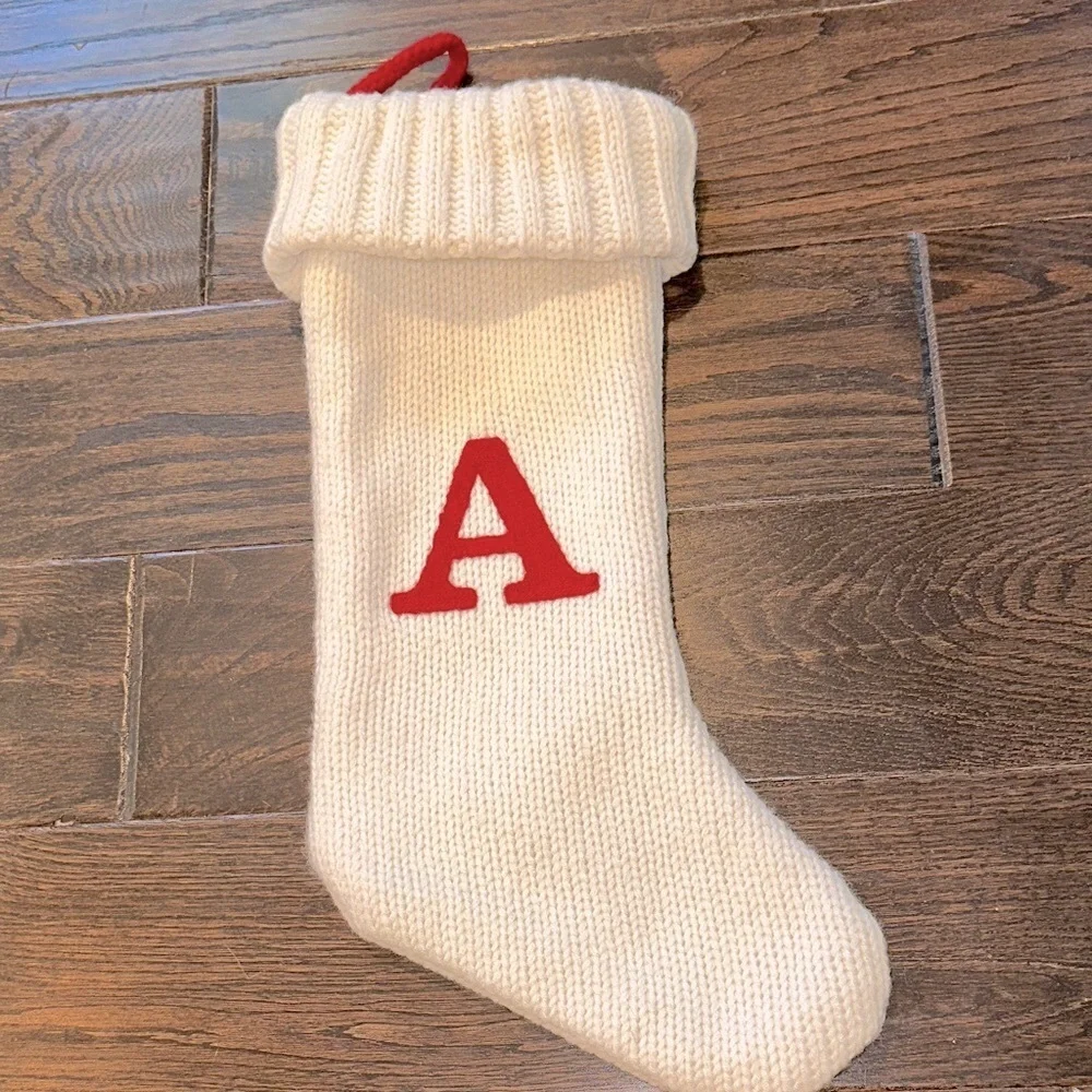 Wondershop Christmas White Knit Stocking with Red Letter A